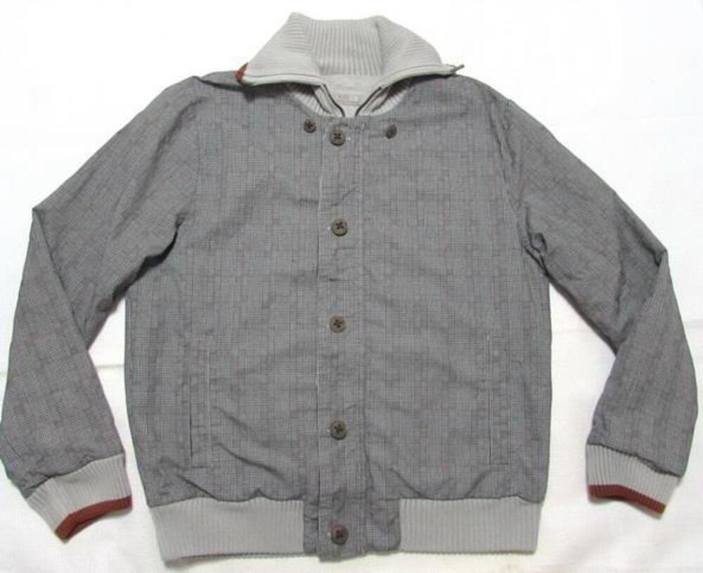 HUGO BOSS MEN'S L USED GRAY PLAID REVERSIBLE COTTON JACKET CHINA